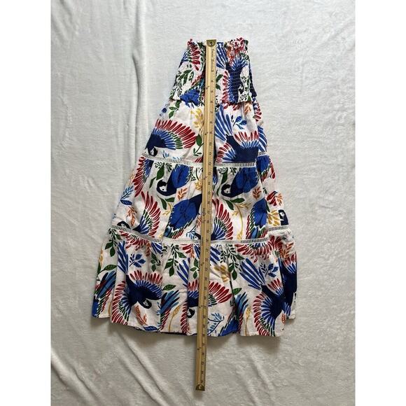 House of Harlow 1960 Womens Linen Midi Skirt Size S Multicolor Tropical Smocked - Picture 6 of 7
